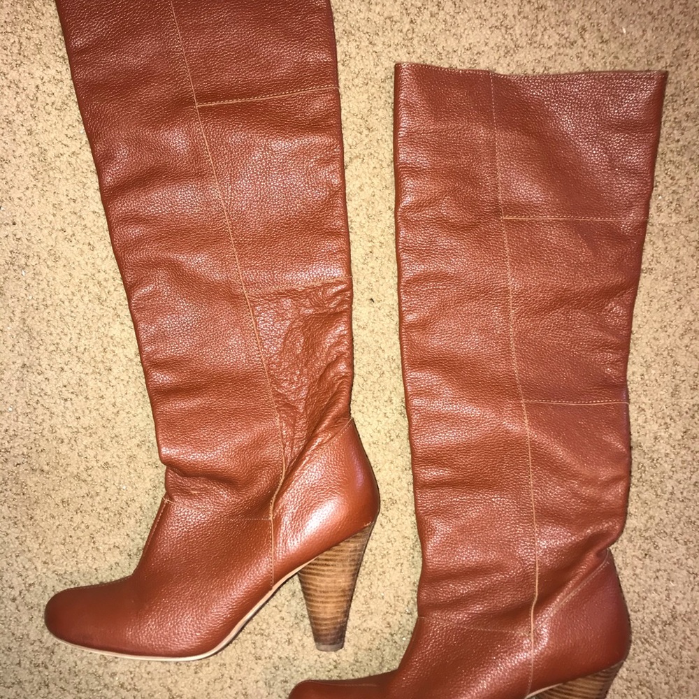 Knee high tan leather boots! 9